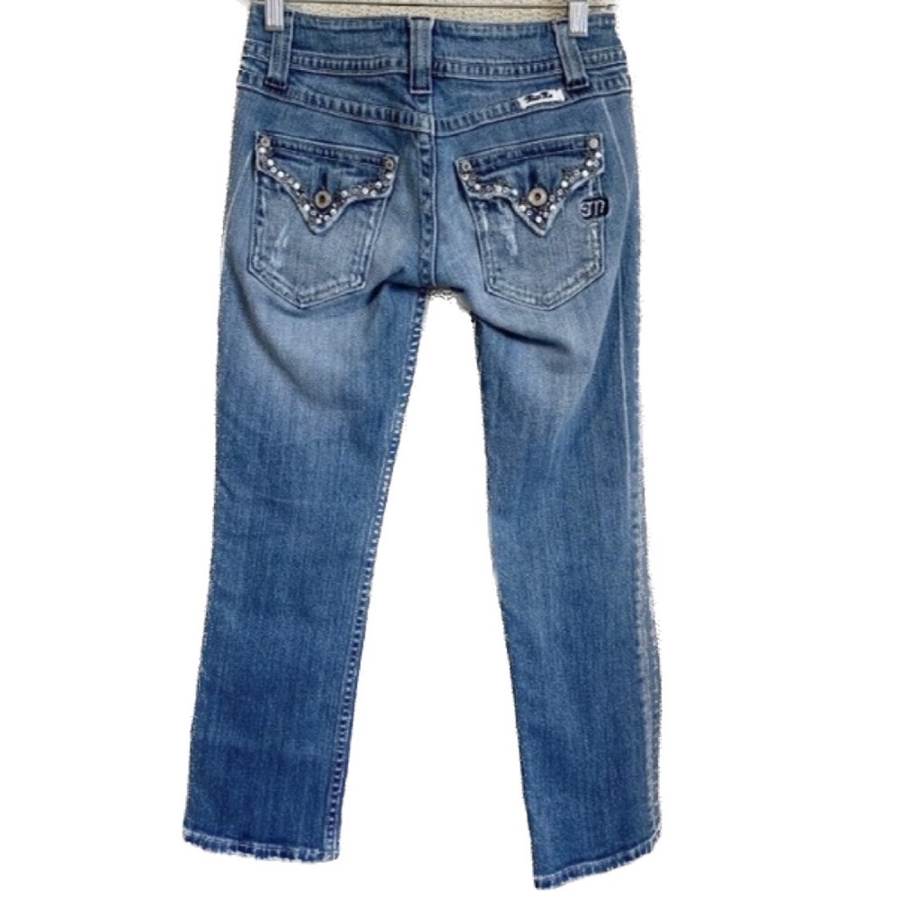 Miss Me Cropped Jeans 26 Charm Embellished Flap Pockets 26x25 Denim Y2K